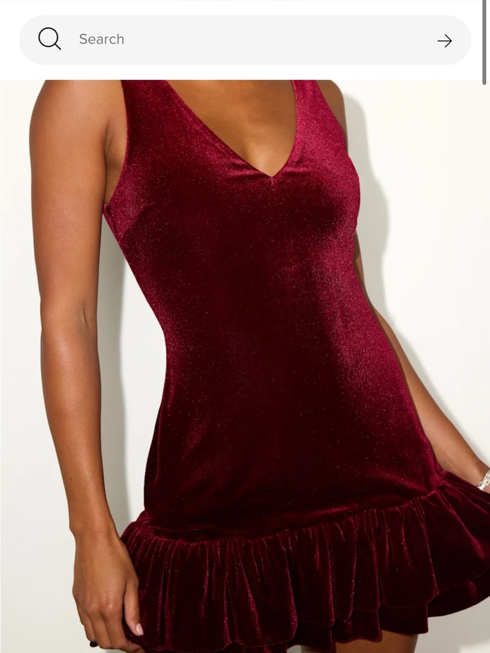 Velvet V-Neck Slip Dress - Burgundy